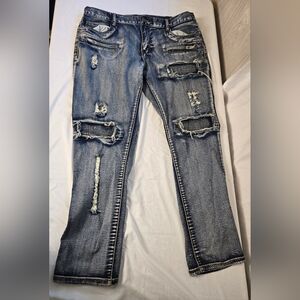 Denim House Men's Distressed Blue Jeans